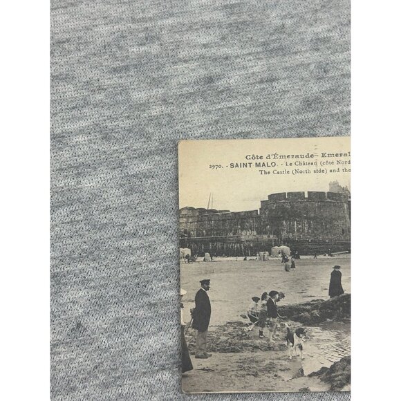 France Saint Malo The Castle and the Beach Emerald Coast Postcard - Picture 4 of 7